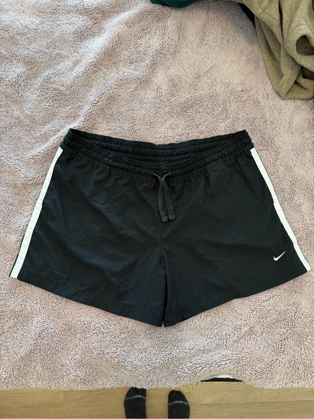 Nike Black Athletic Shorts with White Side Stripes